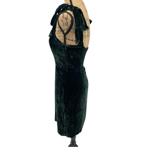 House of Harlow 1960 Velvet Tie Shoulder Mini Short Dress Dark Green Clubbing - Picture 4 of 14